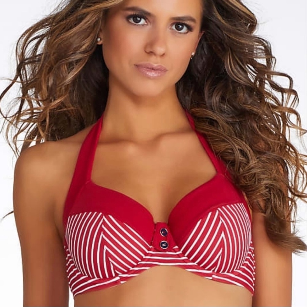 Panache Britt Stripe Halter Bikini Swim Top--MATCHING BOTTOM LISTED SEPERATELY!
